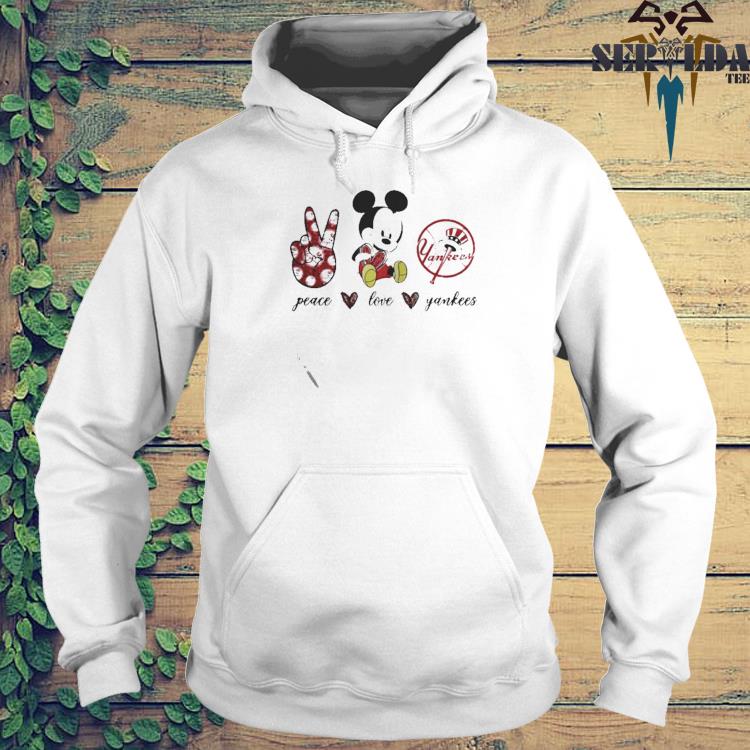 Mickey mouse peace love New York Yankees shirt, hoodie, sweater and v-neck  t-shirt