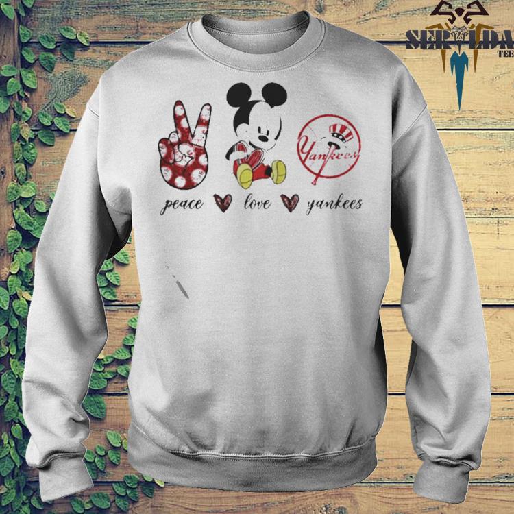 Mickey mouse peace love new york yankees shirt, hoodie, sweater