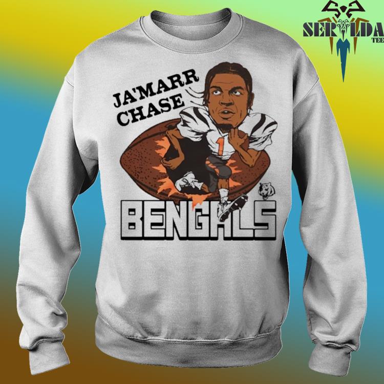 Cincinnati Bengals Ja'Marr Chase #1 T-Shirt from Homage. | Officially Licensed Vintage NFL Apparel from Homage Pro Shop.