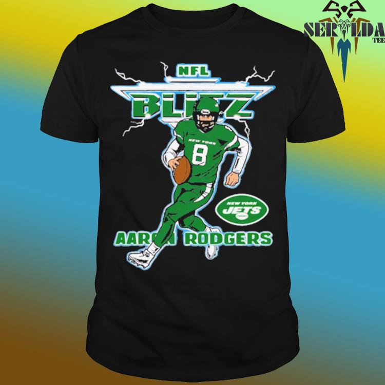 Aaron Rodgers New York Jets Homage Blitz Graphic T-shirt, 59% OFF