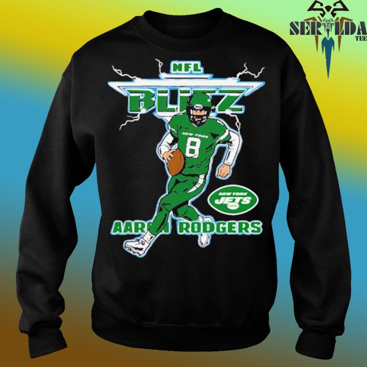 Aaron Rodgers New York Jets Homage Blitz Graphic T-shirt