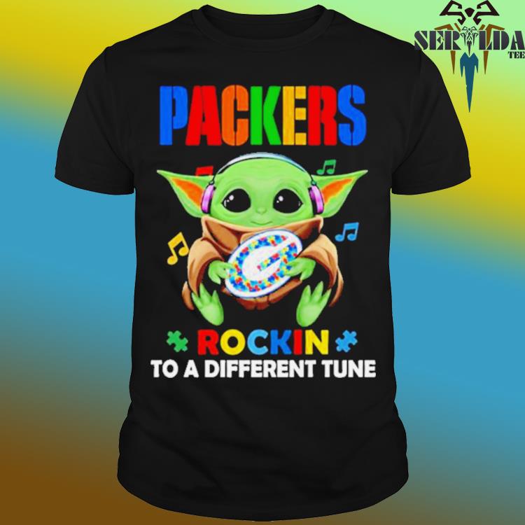 Baby Yoda Hug Green Bay Packers Autism Rockin To A Different Tune t-shirt -  Yesweli