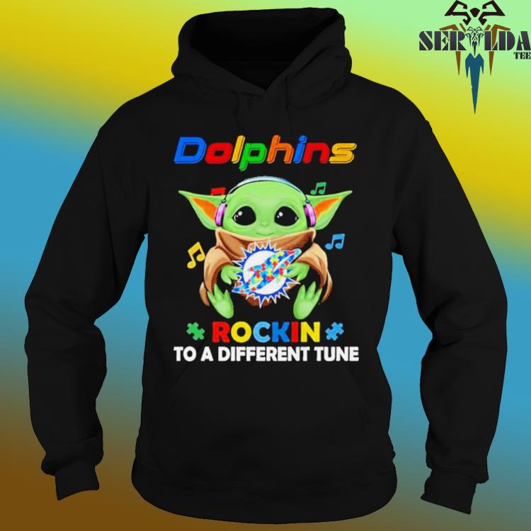 Autism Miami Dolphins Baby Yoda Rockin To A Different Tune Shirt