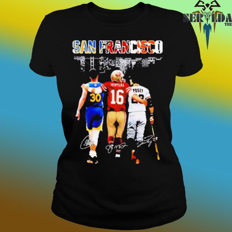 Golden State Warriors San Francisco Giants And San Francisco 49ers Skylines  Signatures Shirt - Bring Your Ideas, Thoughts And Imaginations Into Reality  Today