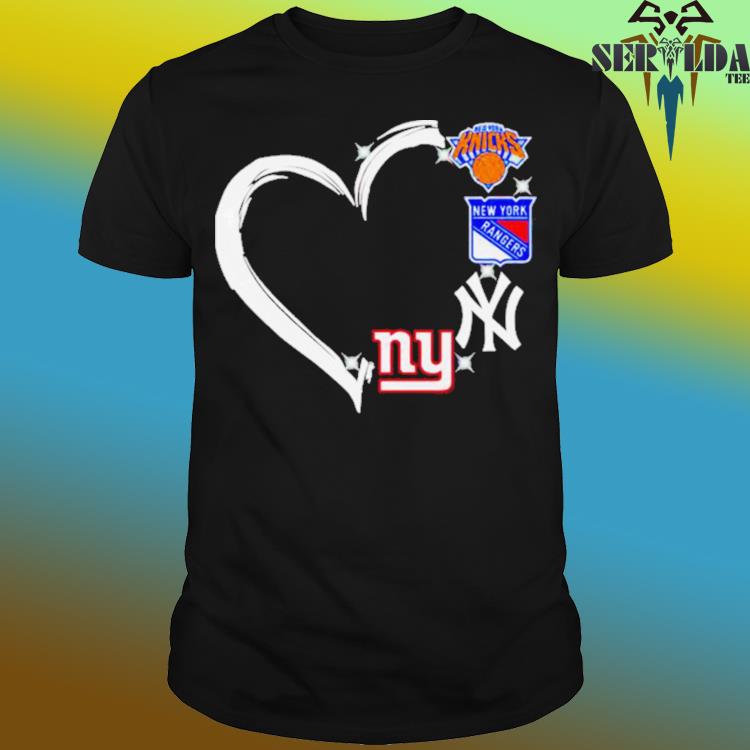 new York Knicks Rangers Yankees logo heart love shirt - Limotees