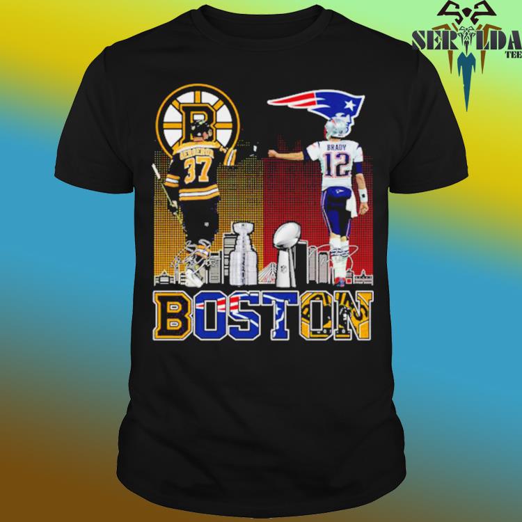 Boston Bruins Bergeron And New England Patriot Tom Brady Champions T Shirt  - Growkoc