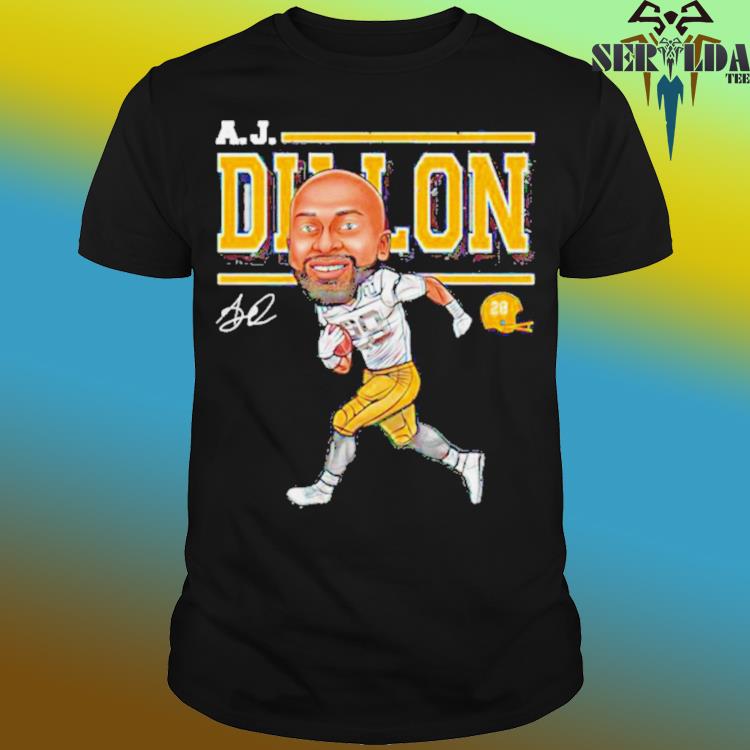 A.J. Dillon Green Bay Cartoon Signature Shirt - Reallgraphics