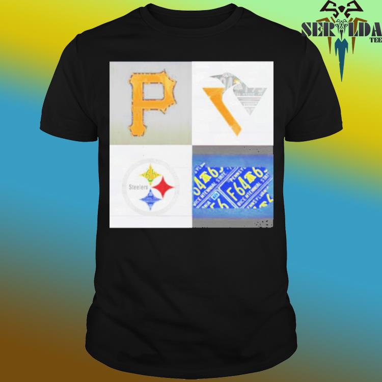 Pittsburgh Sports Team Logo Art Plus Pennsylvania Map Pirates Penguins  Steelers T-Shirt