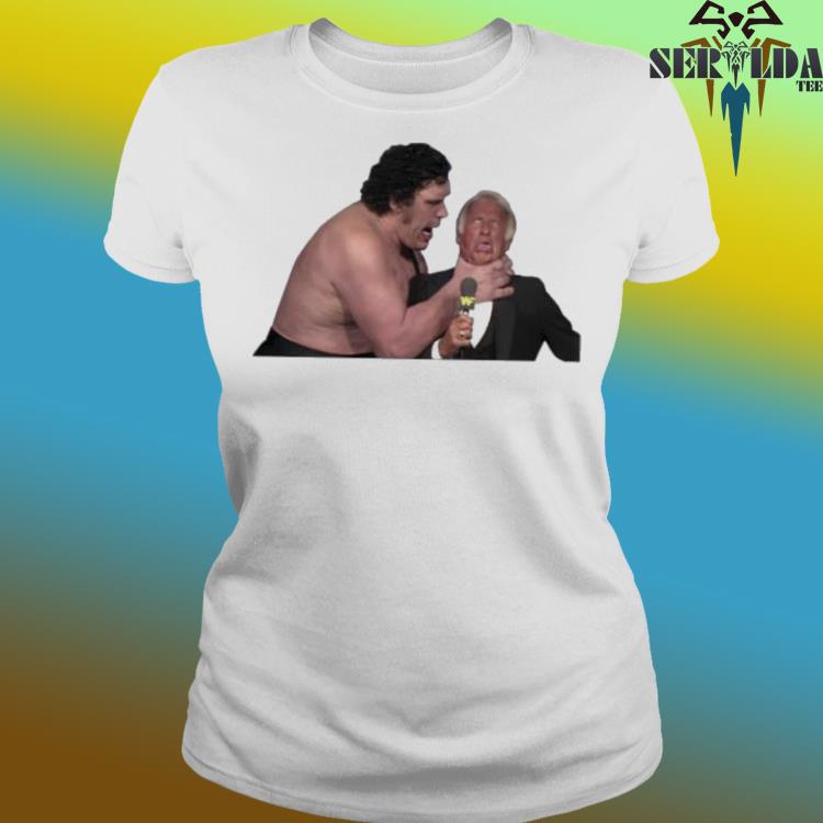 Andre the giant choking bob uecker wrestling shirt