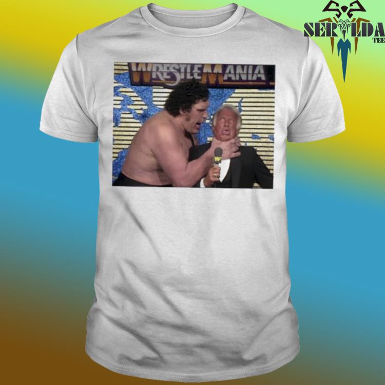 Andre the giant choking bob uecker wrestling fan shirt