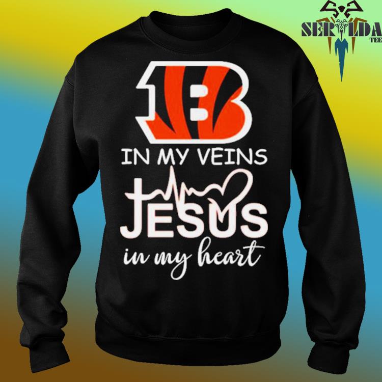 Cincinnati Bengals Logo 2023 In My Veins Jesus In My Heart Shirt