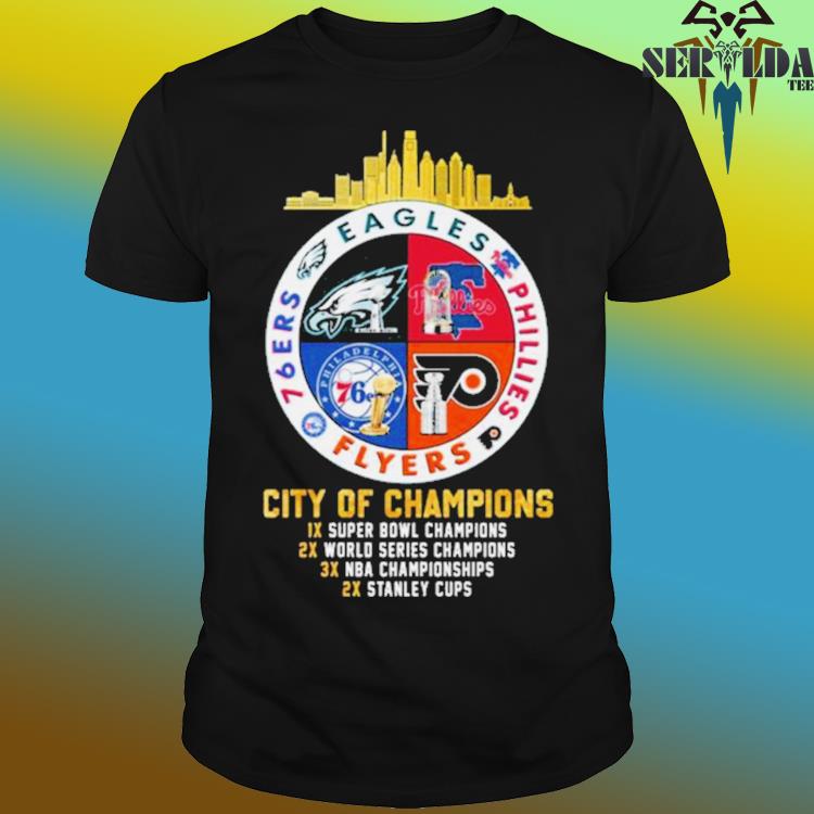 Official Philadelphia Eagles Philadelphia Phillies Philadelphia 76ers  Champions 2023 logo shirt