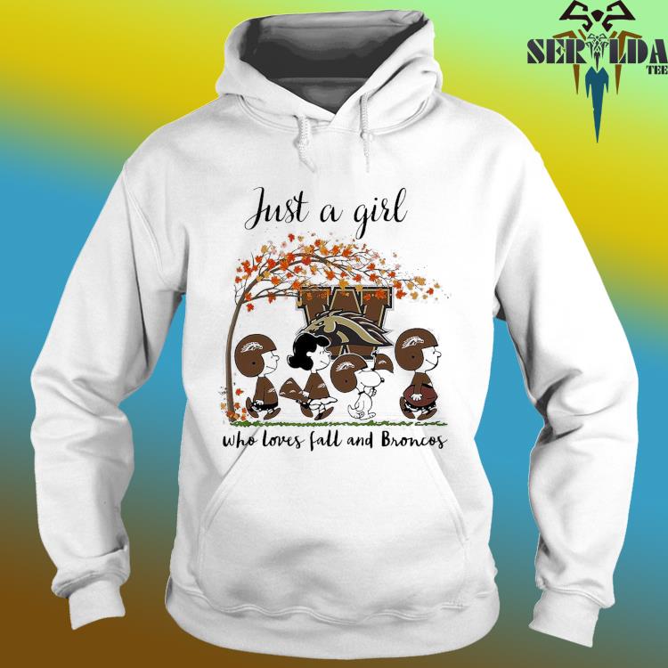 Just A Woman Who Loves Fall and Western Michigan Broncos Peanuts Cartoon T- shirt, hoodie, sweater, long sleeve and tank top