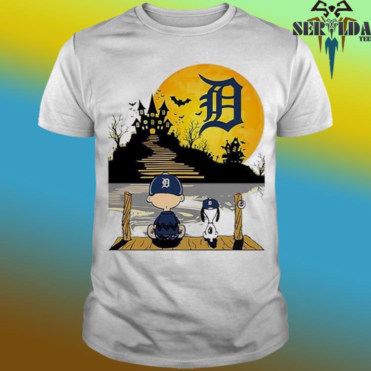 Snoopy Charlie Brown Sit Under Moon Detroit Tigers Halloween Shirt -  Shibtee Clothing