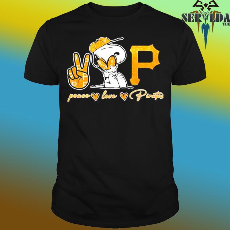 Snoopy Peace Love Pittsburgh Pirates Shirt - Shibtee Clothing