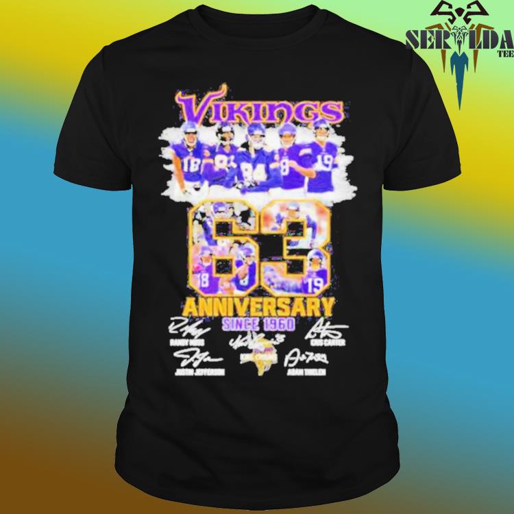 Official minnesota vikings 63 anniversary since 1960 shirt, hoodie,  sweater, long sleeve and tank top