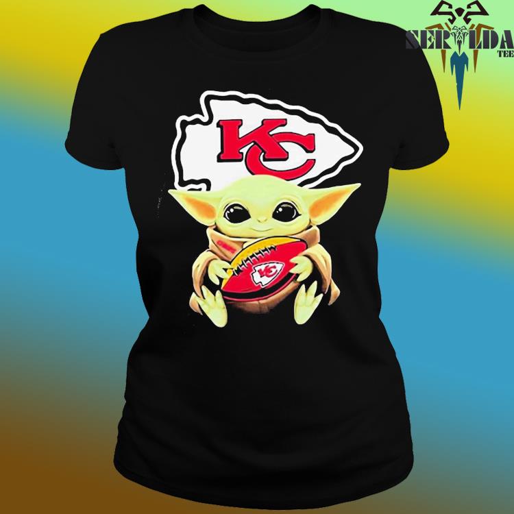 Baby Yoda Hug Football Kansas City Chiefs Logo Design Shirt