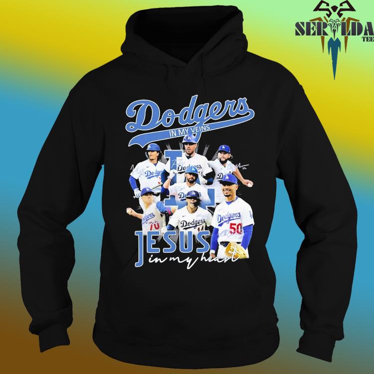 Los Angeles Dodgers in my Veins Jesus In my Heart signatures 2023 shirt,  hoodie, longsleeve, sweatshirt, v-neck tee