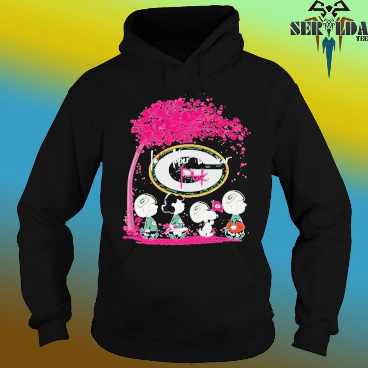 Official green bay packers peanut characters in october we wear pink 2023  shirt, hoodie, sweater, long sleeve and tank top