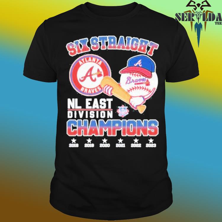 Six straight Atlanta braves nl east Division champions logo design t-shirt,  hoodie, sweater, long sleeve and tank top