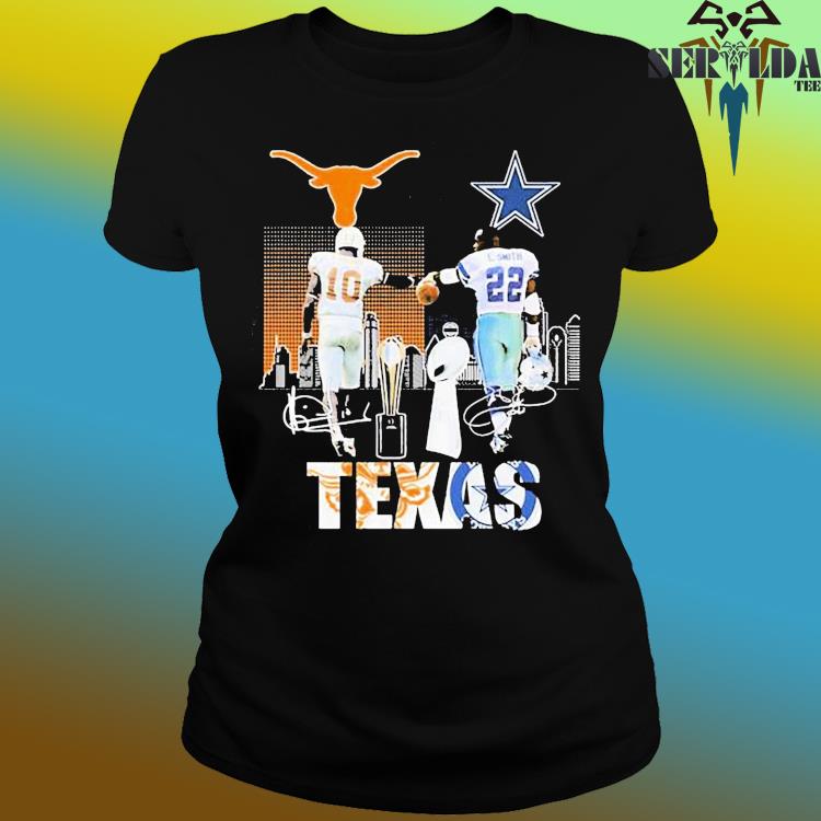 Vince Young And Emmitt Smith Texas City Champions Skyline Signatures Shirt  - Shibtee Clothing