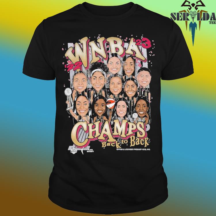 Unisex Las Vegas Aces Playa Society Black Back-To-Back WNBA Finals  Champions Roster T-Shirt